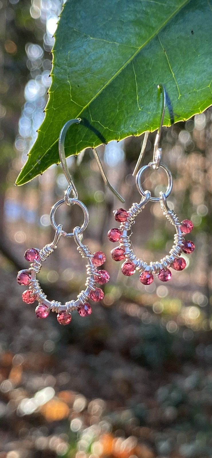 Handmade Garnet Hoops Size ONE SIZE - 4 Thumbnail