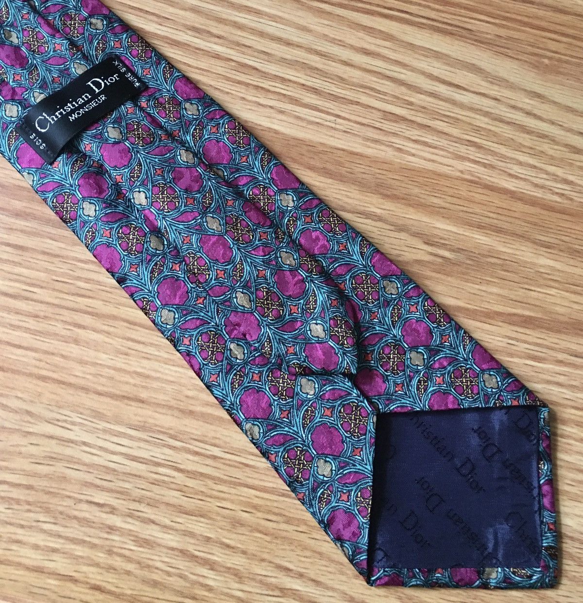 Christian Dior Monsieur × Dior × Vintage Christian Dior Floral Vintage Jacquard Silk Mens Neck Tie Size ONE SIZE - 3 Thumbnail