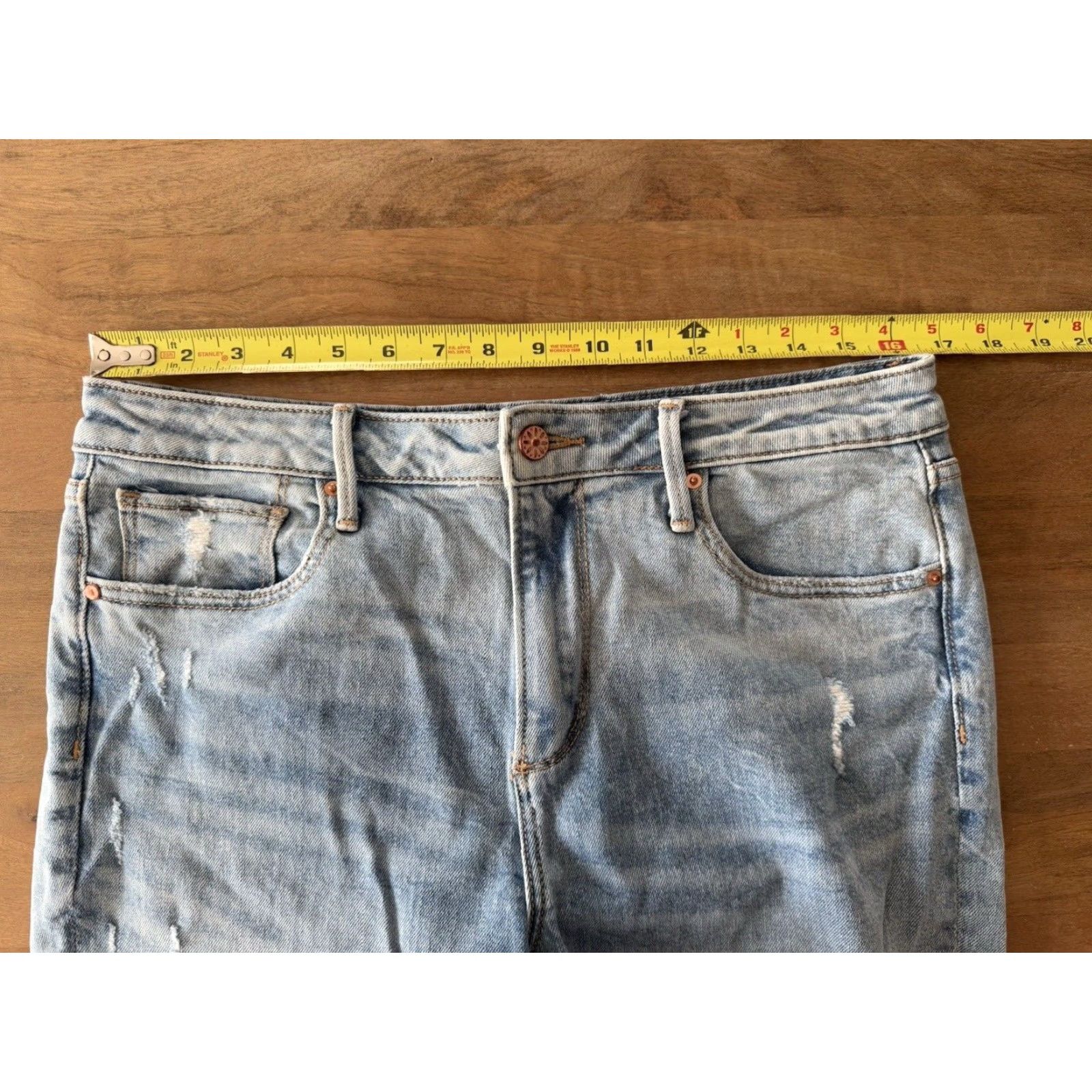 Vintage Driftwood Gizelle High Waist Distressed Mom Jeans Womens 30 (Measures 33x26) Regular Blue Denim Jeans Size 30" / US 8 / IT 44 - 7 Thumbnail