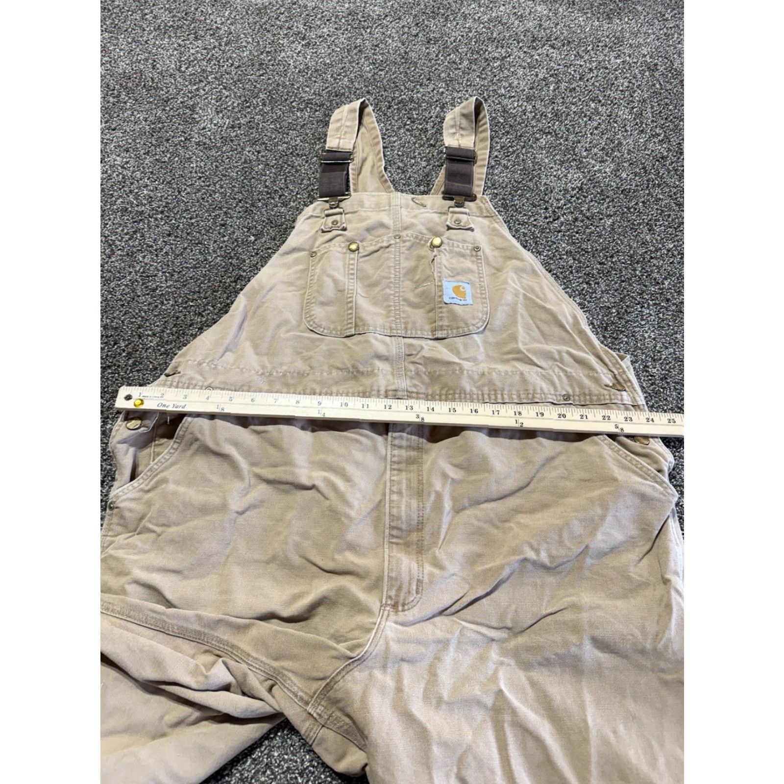 Carhartt VINTAGE Carhartt Overalls Bibs Mens 48 Duck Canvas Distress Faded Worn 48x30 Buckle 30in Inseam Logo Brown Cotton Workwear Casual Size US 32 / EU 48 - 5 Thumbnail
