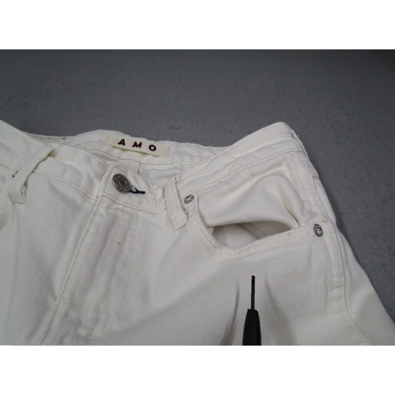 AMO AMO Jeans Womens 27 White KICK Crop Sea Salt Distressed Ankle Denim 27x23 Size 27" / US 4 / IT 40 - 7 Thumbnail