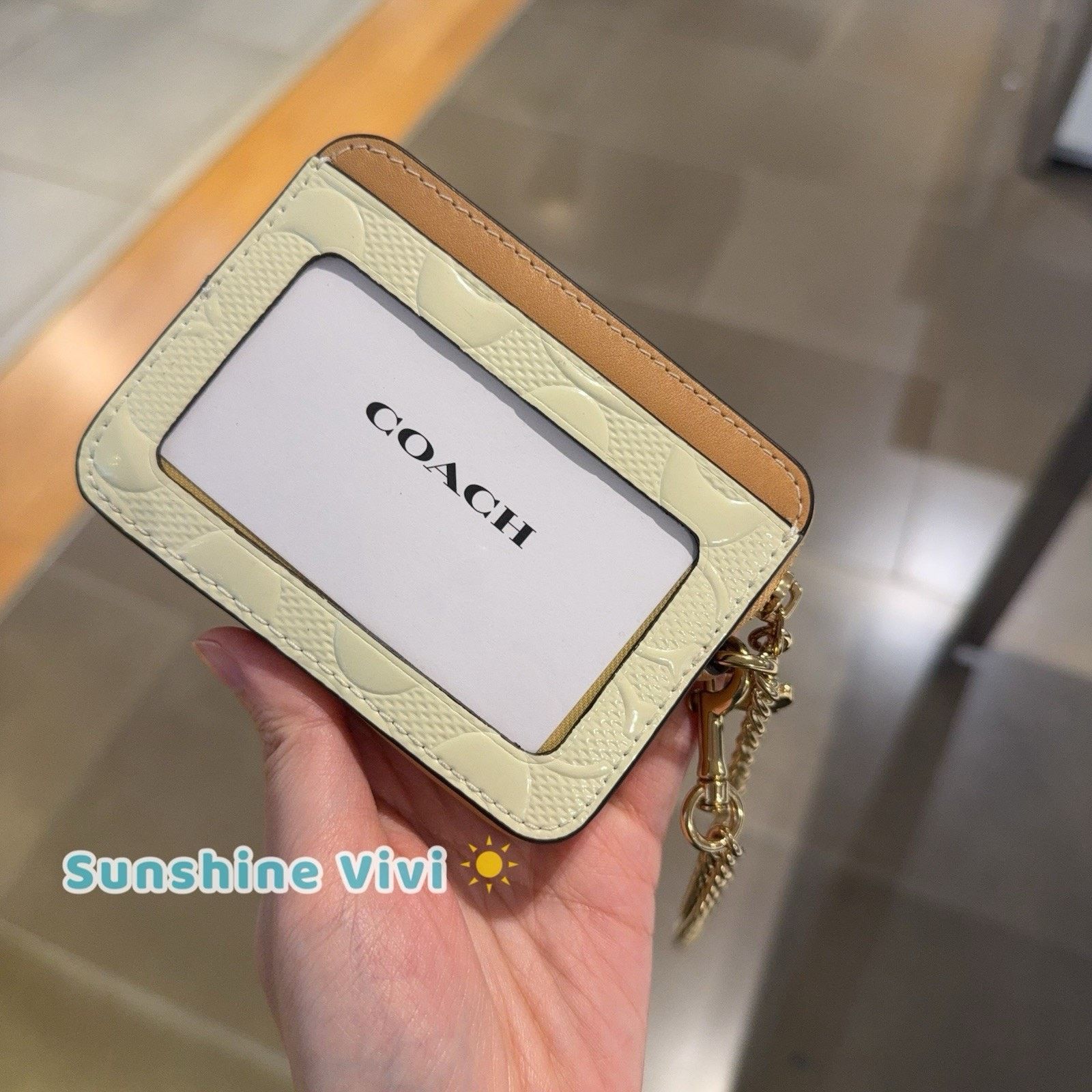 Coach NWT Coach Zip Card Case Leather Charm CFA36 LIGHT LEMON Size ONE SIZE - 6 Thumbnail