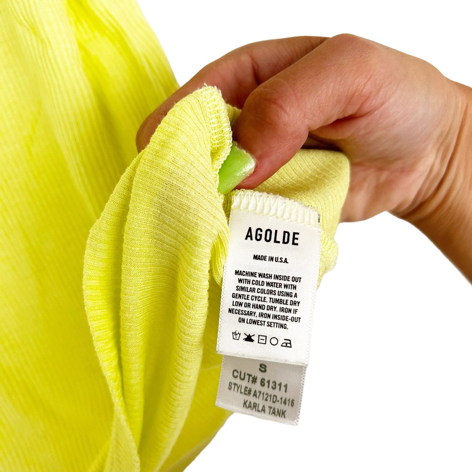 Agolde Agolde Yellow Ribbed Karla Tank Top Sz S Size S / US 4 / IT 40 - 4 Thumbnail