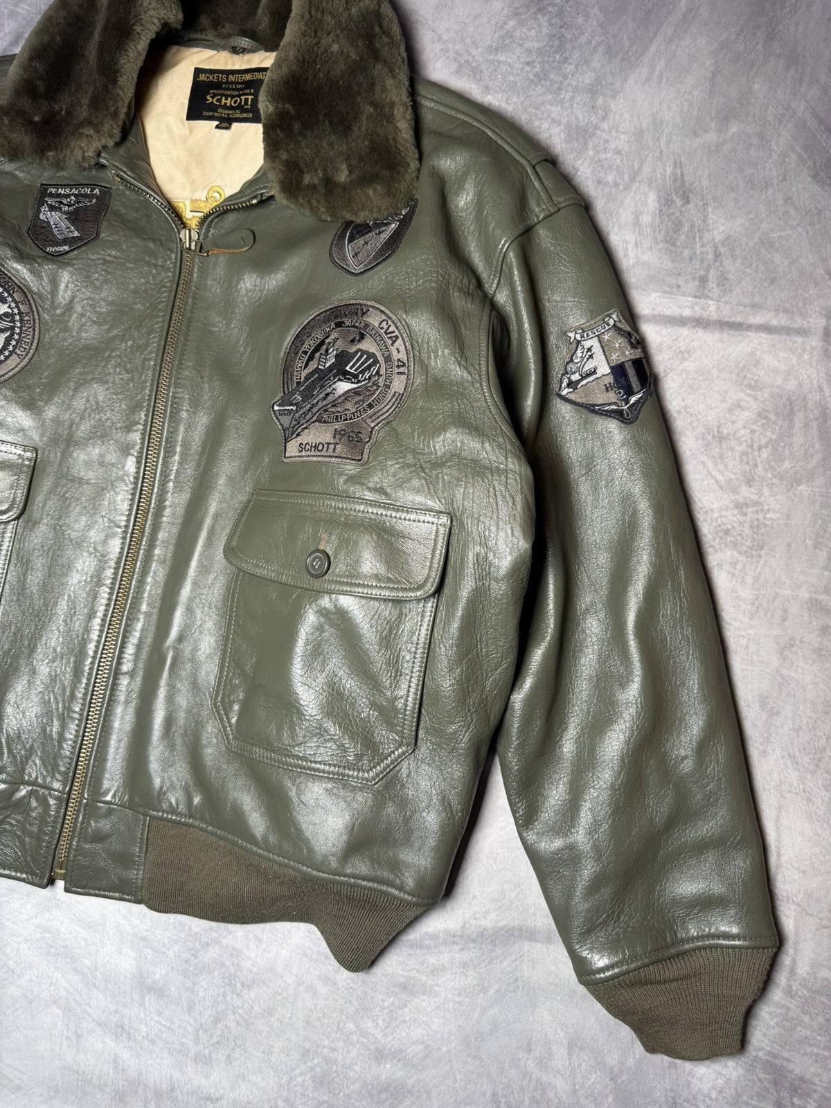 Schott × Vintage SCHOTT NYC G-1, US NAVY LEATHER BOMBER JACKET Size US XXL / EU 58 / 5 - 3 Thumbnail