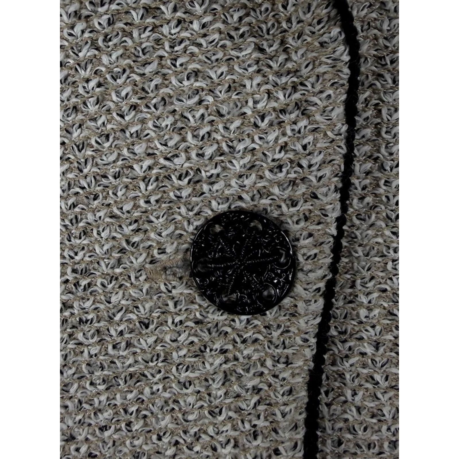 St. John St. John Collection Knit Blazer Jacket Size S Women Gray Solid Embellished Long Sleeve Wool Blend Business Suit Size S / US 4 / IT 40 - 5 Thumbnail