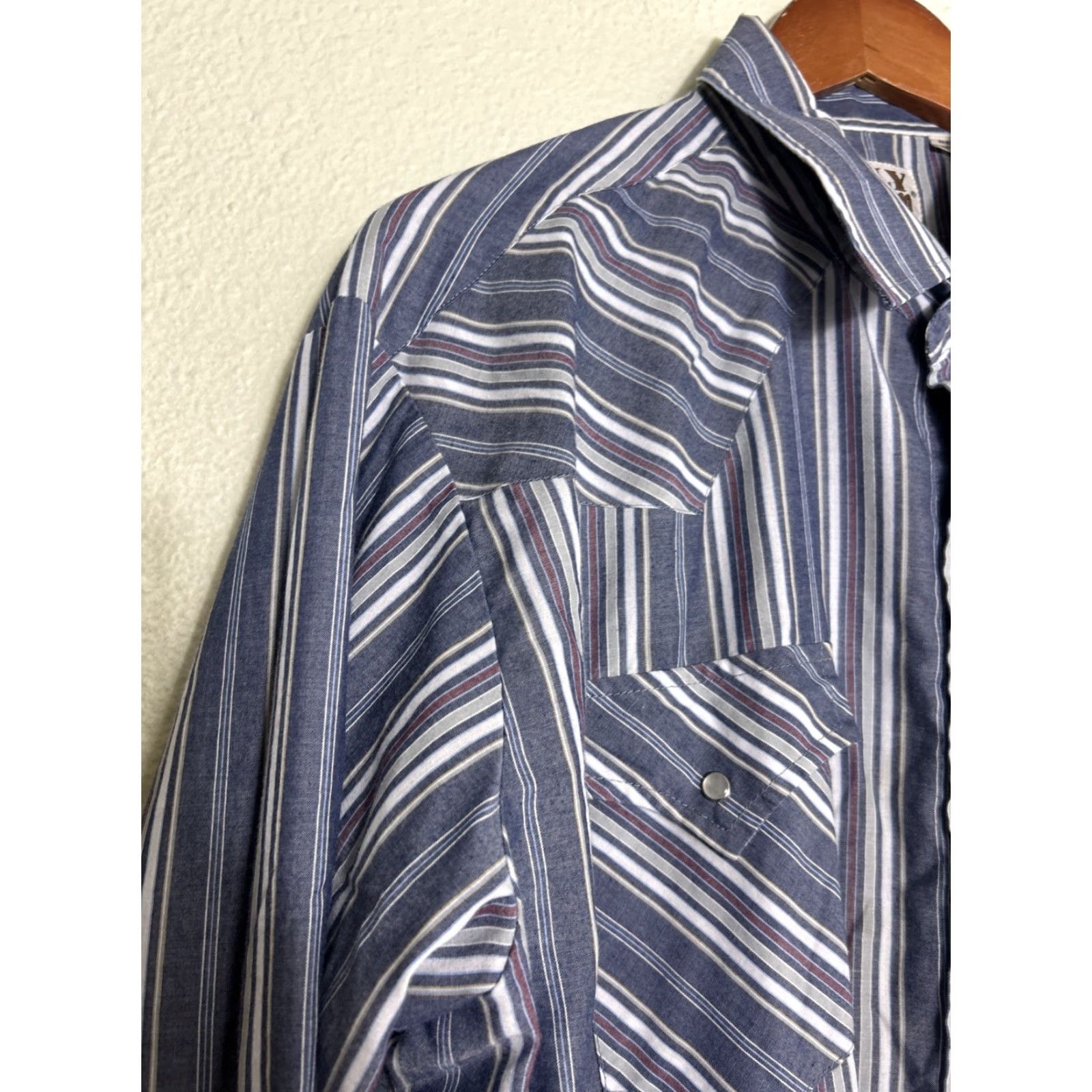 Vintage VINTAGE Ely Cattleman Shirt Long Sleeve Blue Stripe XL Cotton Pearl Snap Mens Size US XL / EU 56 / 4 - 7 Thumbnail