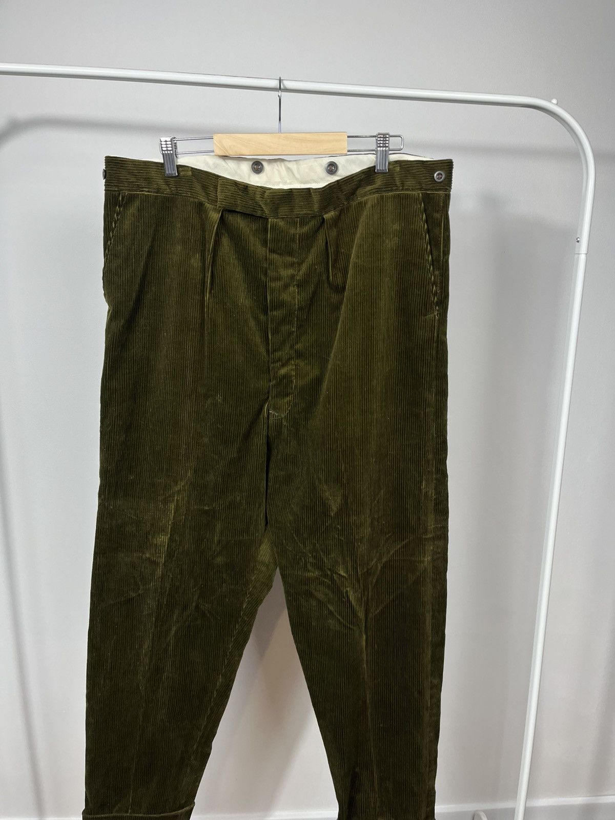 Other Vintage Corduroy Pants Olive Green Low Rise Mens Casual Size US 38 / EU 54 - 2 Thumbnail