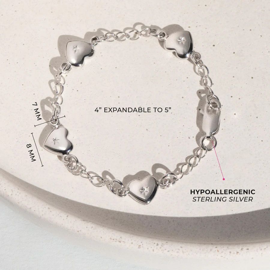 Other 5" Heart Charm Baby / Toddler Bracelet - Sterling Silver Size ONE SIZE - 2 Thumbnail