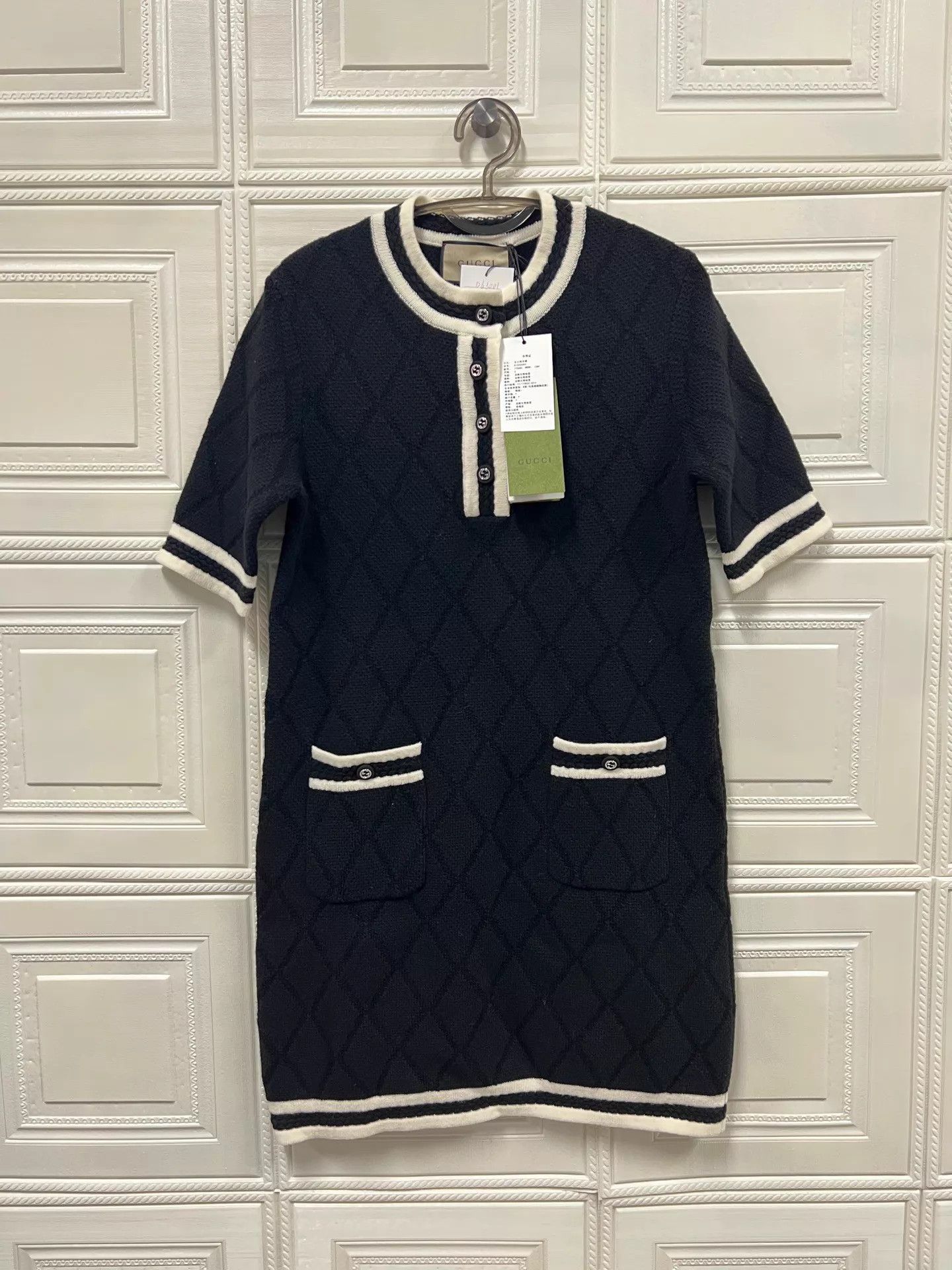 Gucci Gucci Extra Fine Wool Piquet Striped Dress Black S Size S / US 4 / IT 40 - 1 Thumbnail