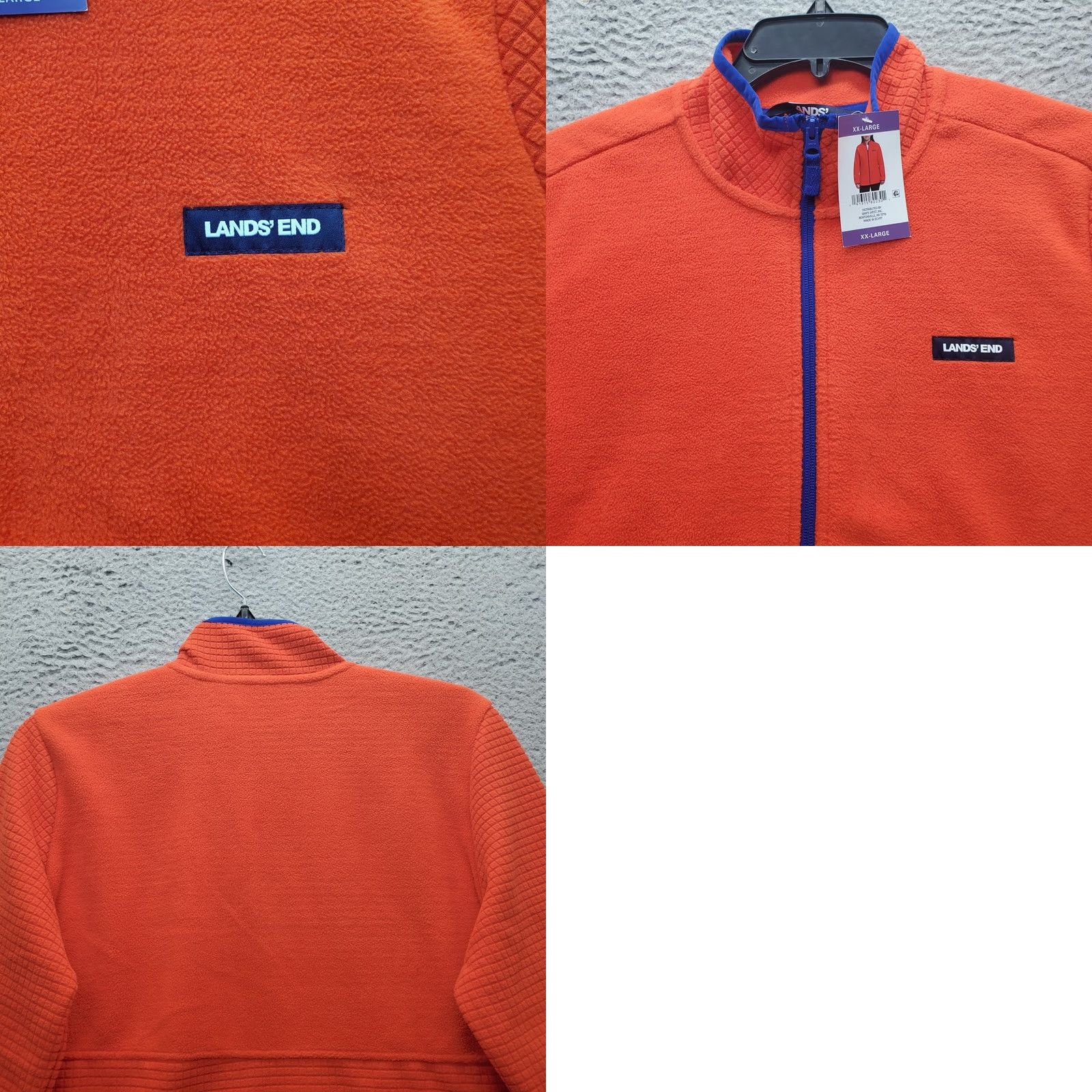 Lands' End Lands' End Grid Fleece Jacket Womens XXL Orange Lightweight Full Zip Size XXL / US 16-18 / IT 52-54 - 8 Thumbnail