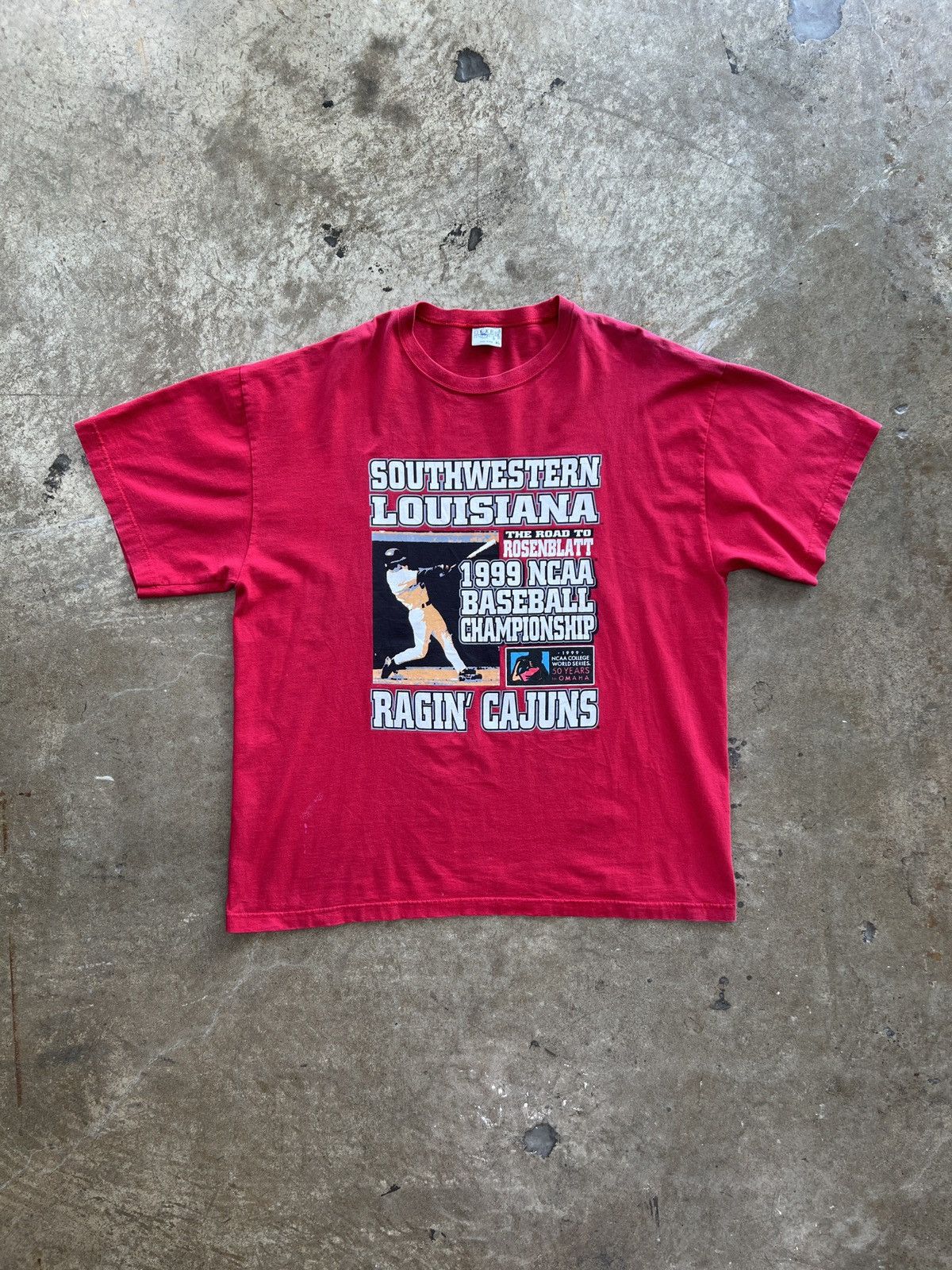 NCAA Vintage 1999 NCAA Baseball Championship Ragin Cajuns Tee XL Size US XL / EU 56 / 4 - 2 Thumbnail