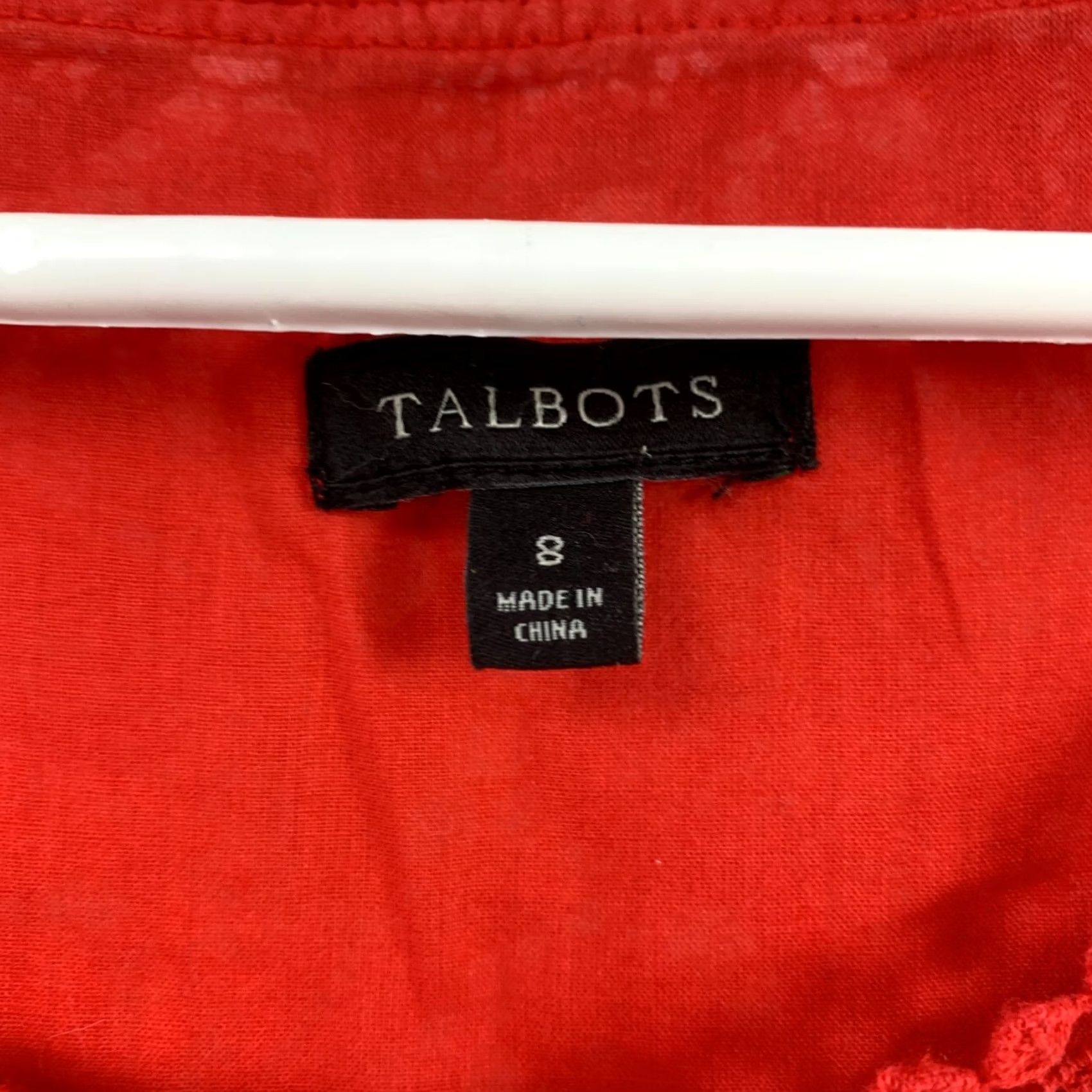 Talbots Talbots Crochet Tomato Red Short Sleeve Blouse Shirt Top Size 8 Women Visible Zipper Pullover Pattern: Paisley Size M / US 6-8 / IT 42-44 - 4 Thumbnail