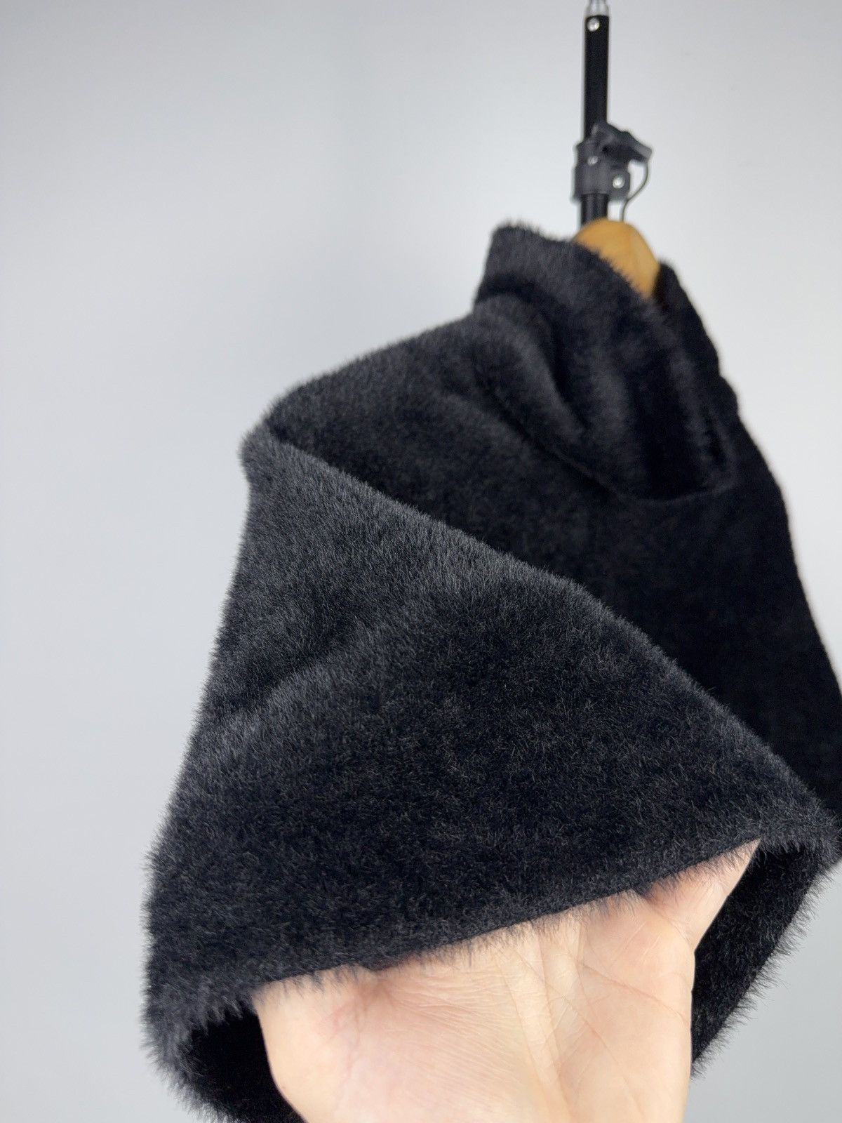 Japanese Brand Retro Fuzzy Knit Turtleneck Poncho Cape Sweater Charcoal Size ONE SIZE - 4 Thumbnail