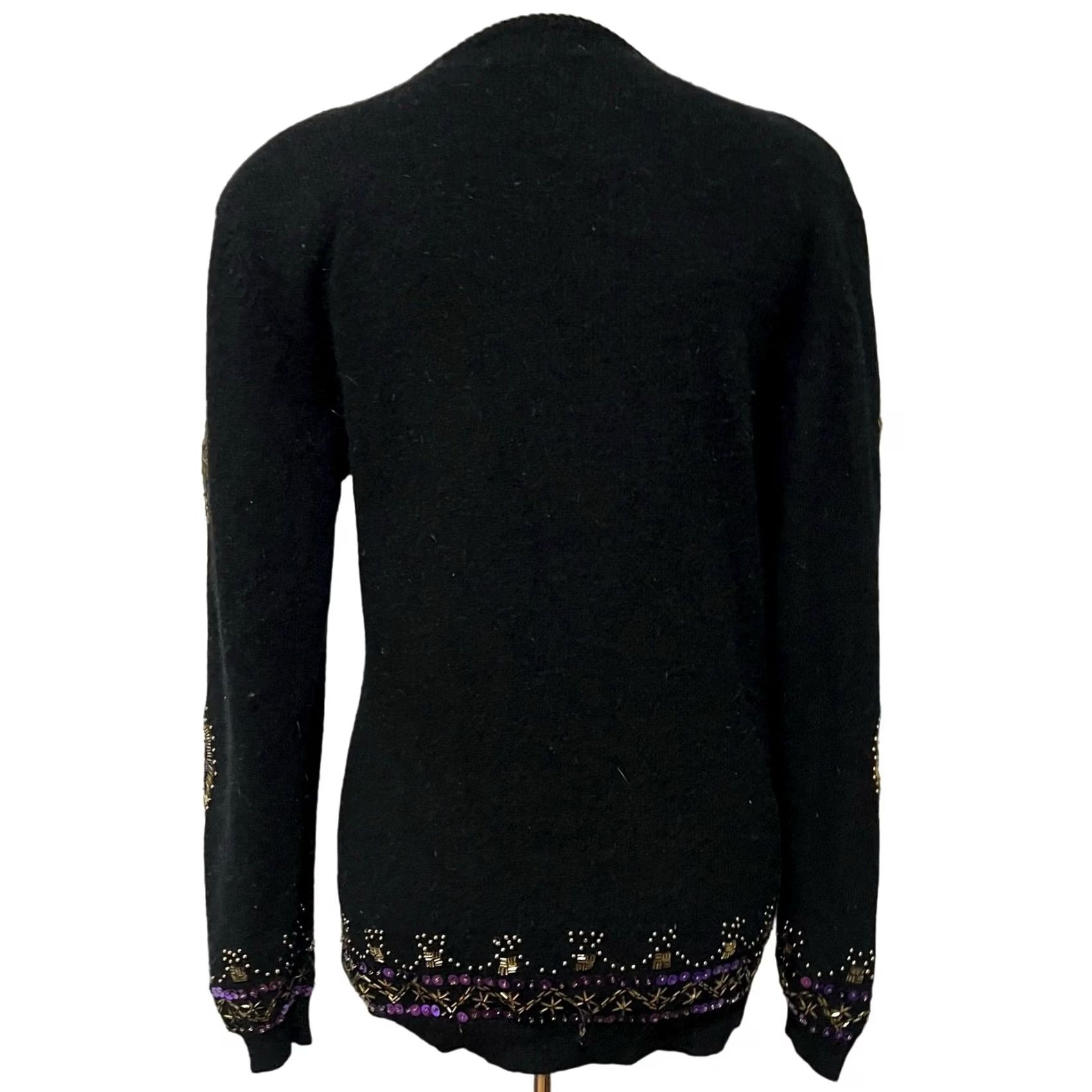 Vintage Effeci Sweater Women Black Beaded Angora Lambswool 80s 90s Sz S Pullover Vintage Womens Size S / US 4 / IT 40 - 7 Thumbnail