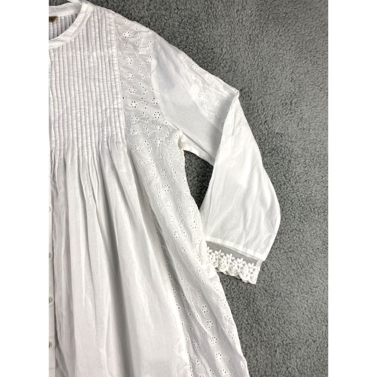 Vintage Splash Shirt Dress Women’s Size 12 Tunic Top Blouse / 34-33 White Cotton Splash Ladies Classic Blouse Shirt Size XL / US 12-14 / IT 48-50 - 2 Thumbnail