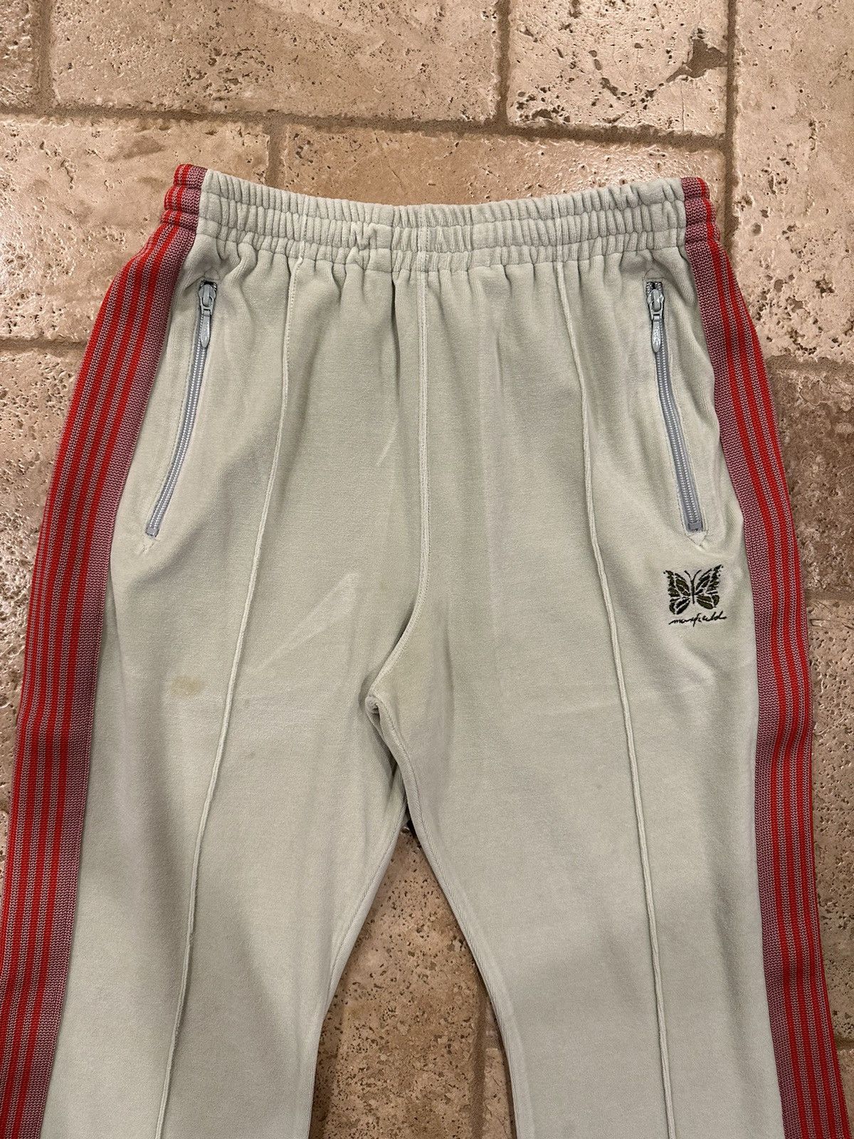 Maxfield Los Angeles × Needles Needles x Maxfield Mint Green / Red Velour Track Pants Size US 30 / EU 46 - 7 Thumbnail