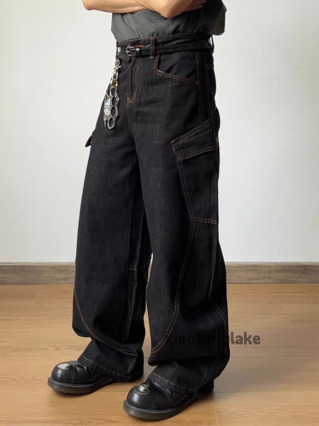 Jean xz vintage loose baggy wide Leg flared cargo denim jeans Size US 32 / EU 48 - 3 Thumbnail