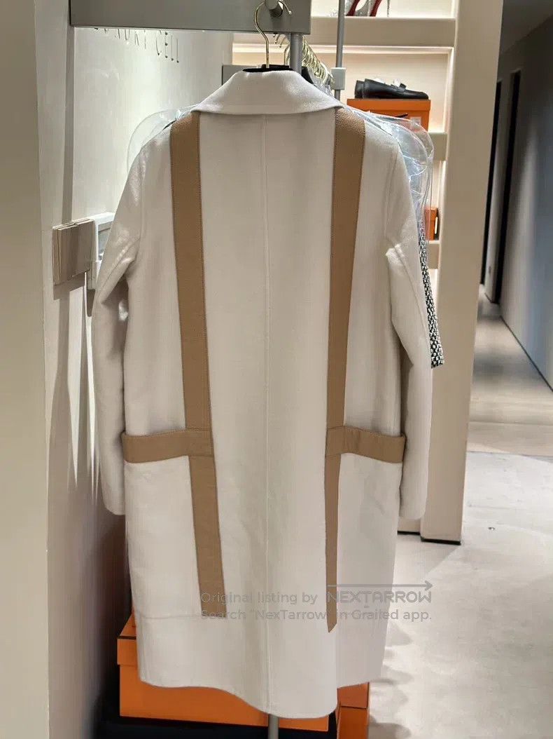 Hermes Hermes Long wool cashmere coat with leather patches Size XS / US 0-2 / IT 36-38 - 2 Thumbnail