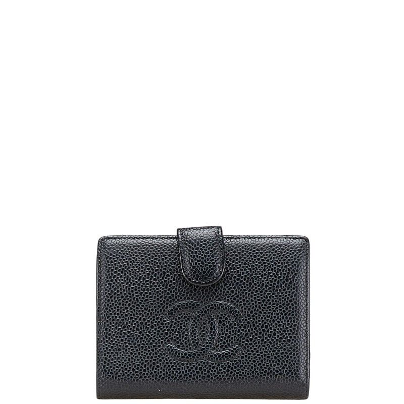 Chanel Chanel Chanel Coco Mark Caviar Skin Wallet Leather Short Wallet Size ONE SIZE - 1 Thumbnail