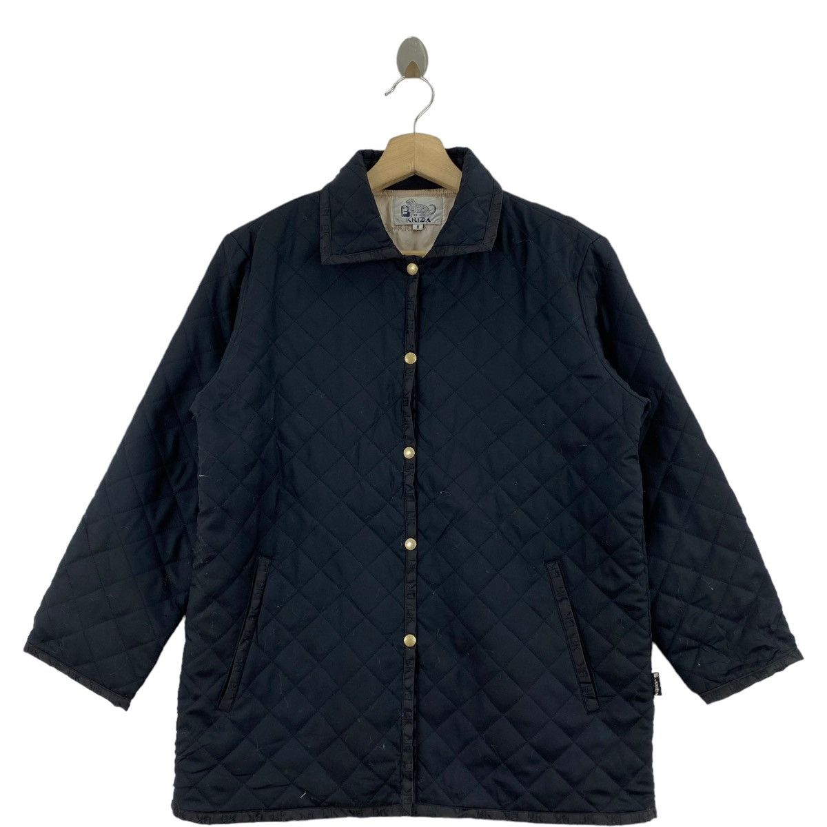 image of Bomber Jacket x Italian Designers B Of Krizia Italian Designer Quilted Snap Button Bomber in Black 
