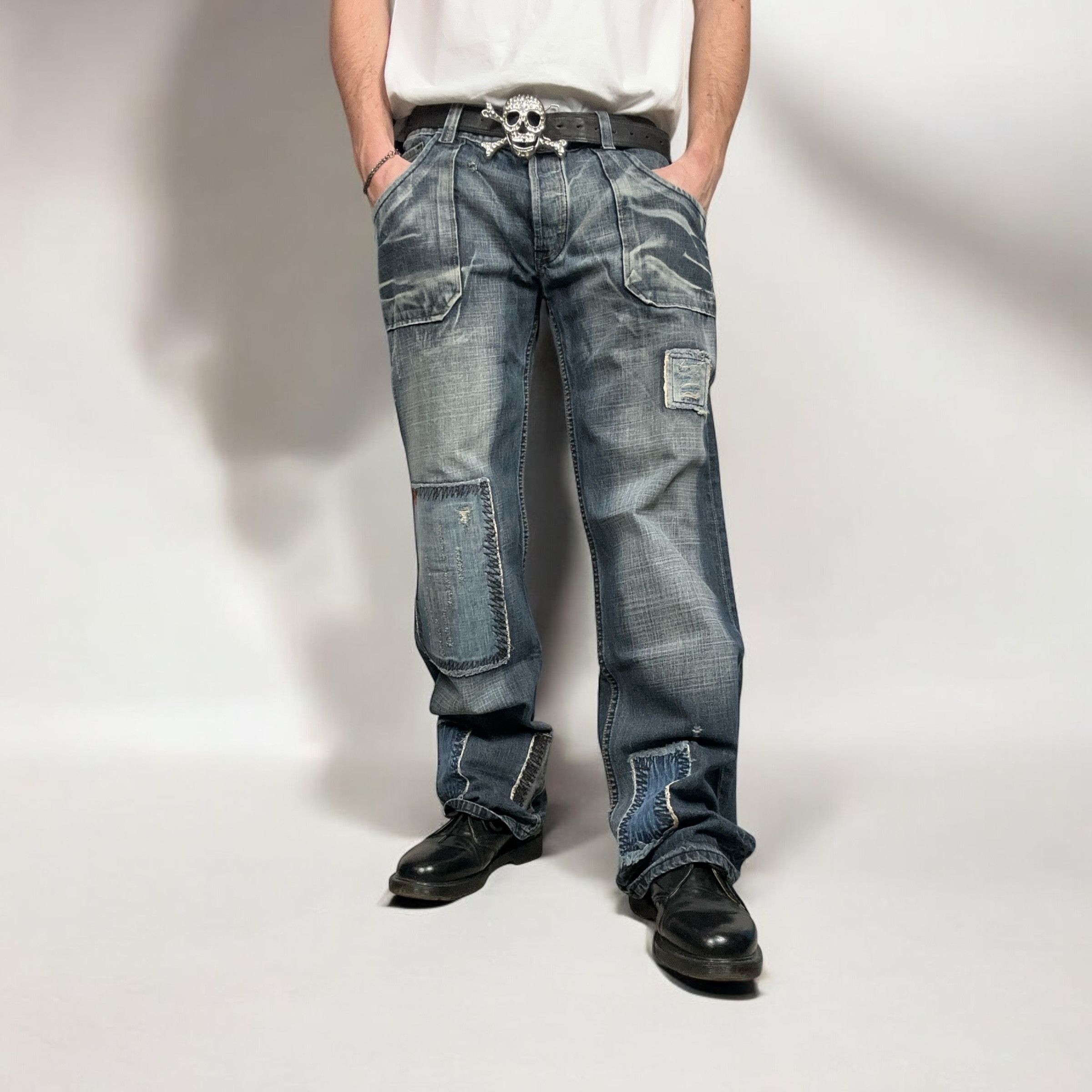 Japanese Brand × Vintage Vintage y2k Reworked Washed Baggy Denim Pants Jeans Size US 36 / EU 52 - 5 Thumbnail
