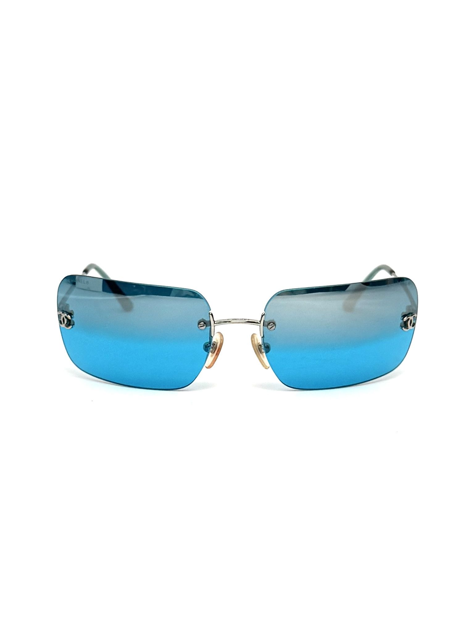 Chanel Iconic Chanel CC Rectangular Rimless Blue Sunglasses Size ONE SIZE - 2 Thumbnail