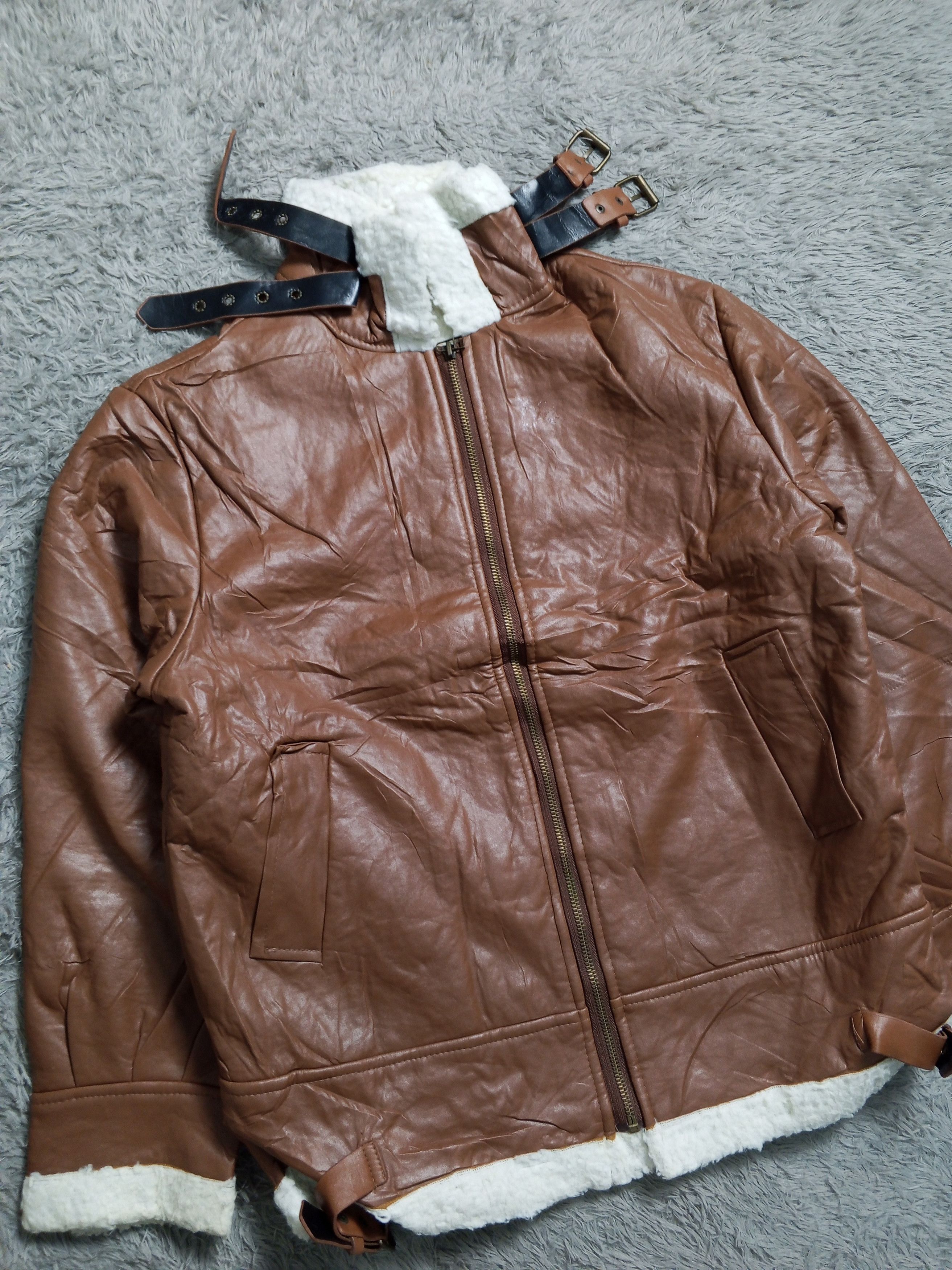Japanese Brand Vintage Leather Sherpa Jacket Size US L / EU 52-54 / 3 - 8 Thumbnail