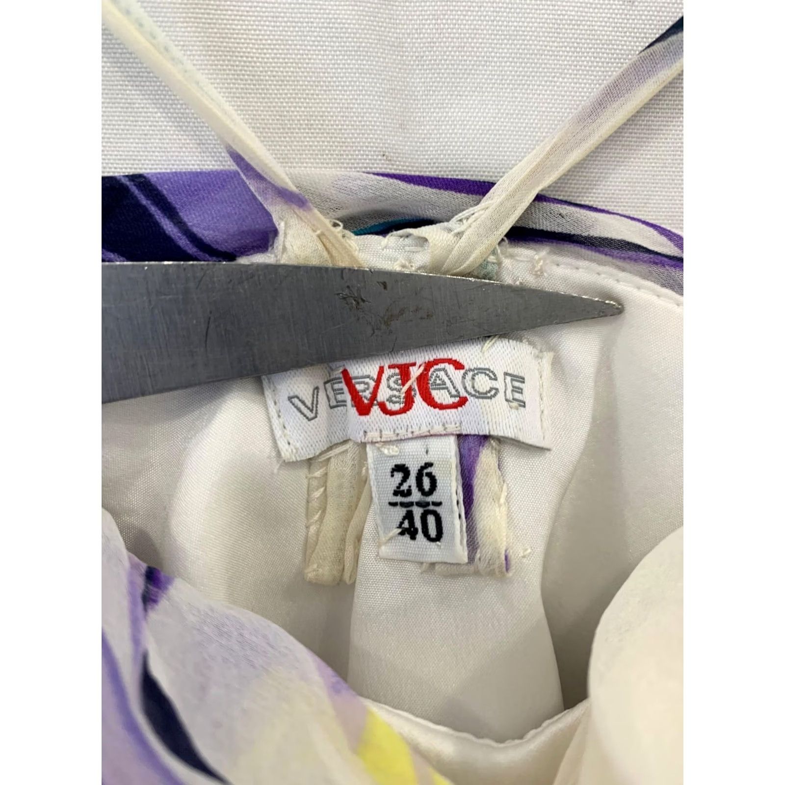 Versace VJC Versace Jeans Couture Floral Chiffon Dress Women 4 Midi Purple Italy Cocktail Party Size 27" / US 4 / IT 40 - 4 Thumbnail