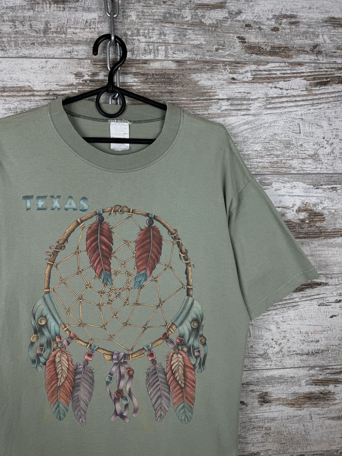 Vintage Texas Vintage 90s Dreamcatcher T-shirt single stitch olive Size US M / EU 48-50 / 2 - 3 Thumbnail
