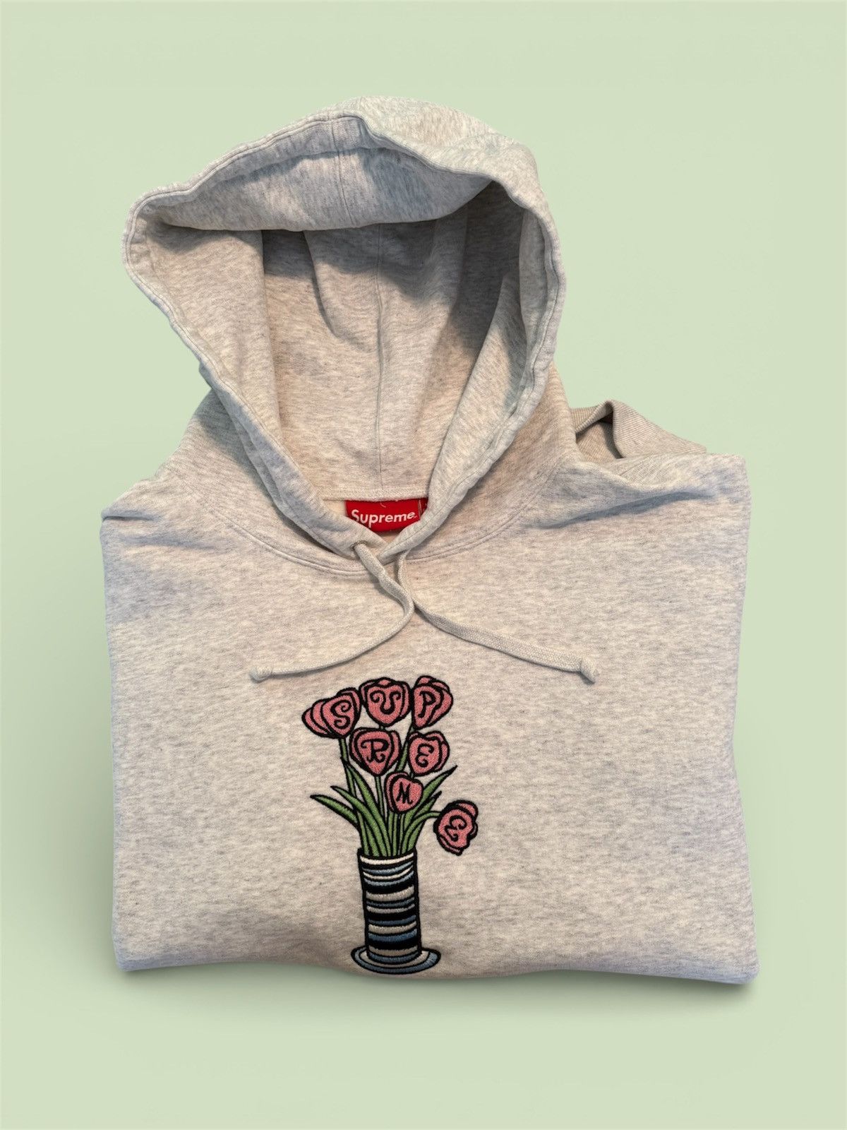 Supreme Supreme Flowers Hooded Sweatshirt Ash Grey Size XL (READ) Size US XL / EU 56 / 4 - 3 Thumbnail