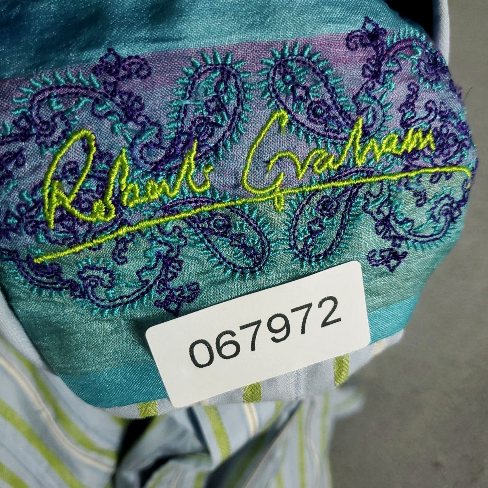 Robert Graham Robert Graham Shirt Mens Large Blue Green Striped Button-Up Long Sleeve Casual Business Formal Workwear Modern Classic Preppy Size US L / EU 52-54 / 3 - 7 Thumbnail