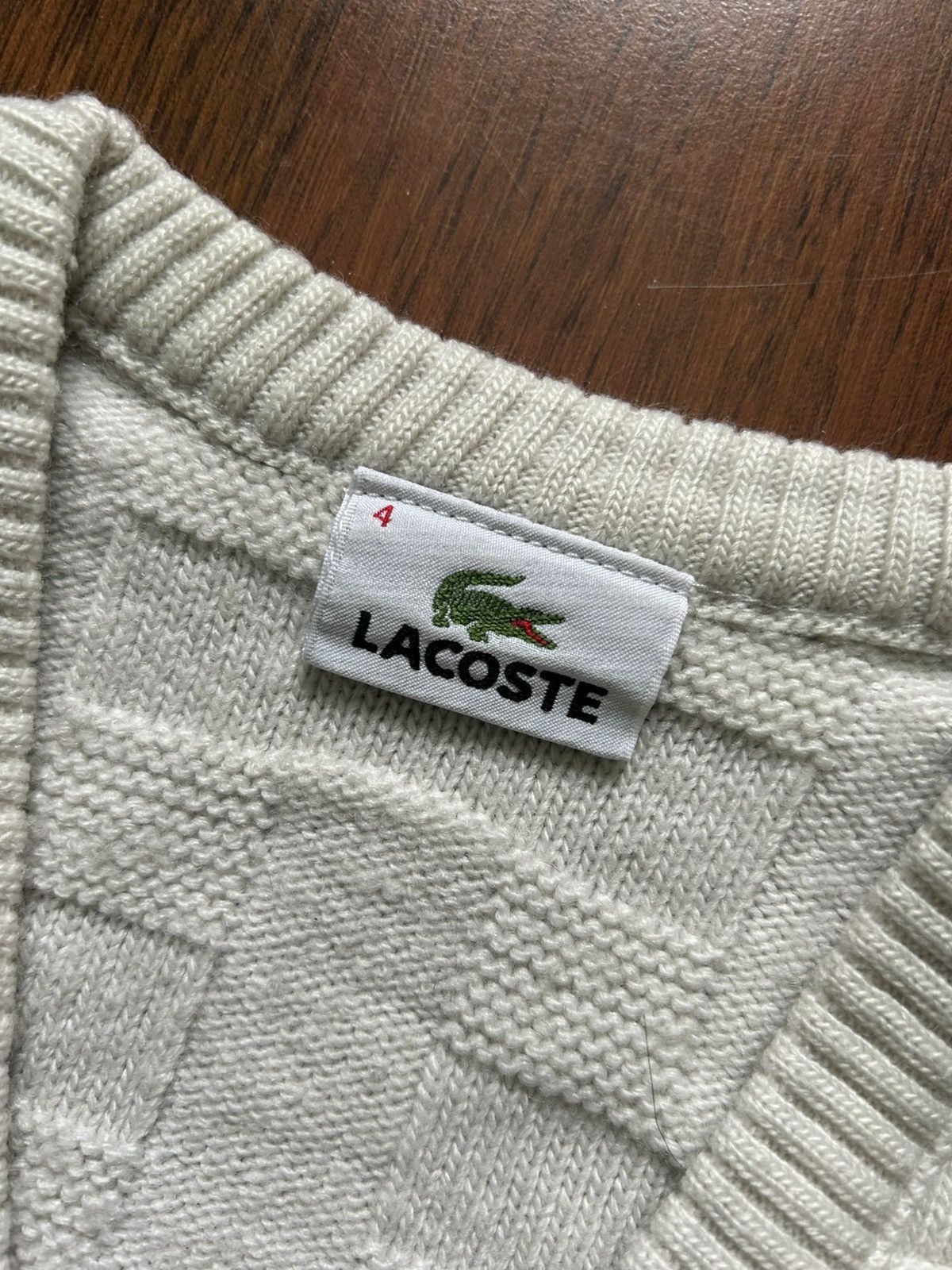 Lacoste Vintage Lacoste V-Neck Sweater Wool Solid Style Size M / 4 Size US M / EU 48-50 / 2 - 4 Thumbnail