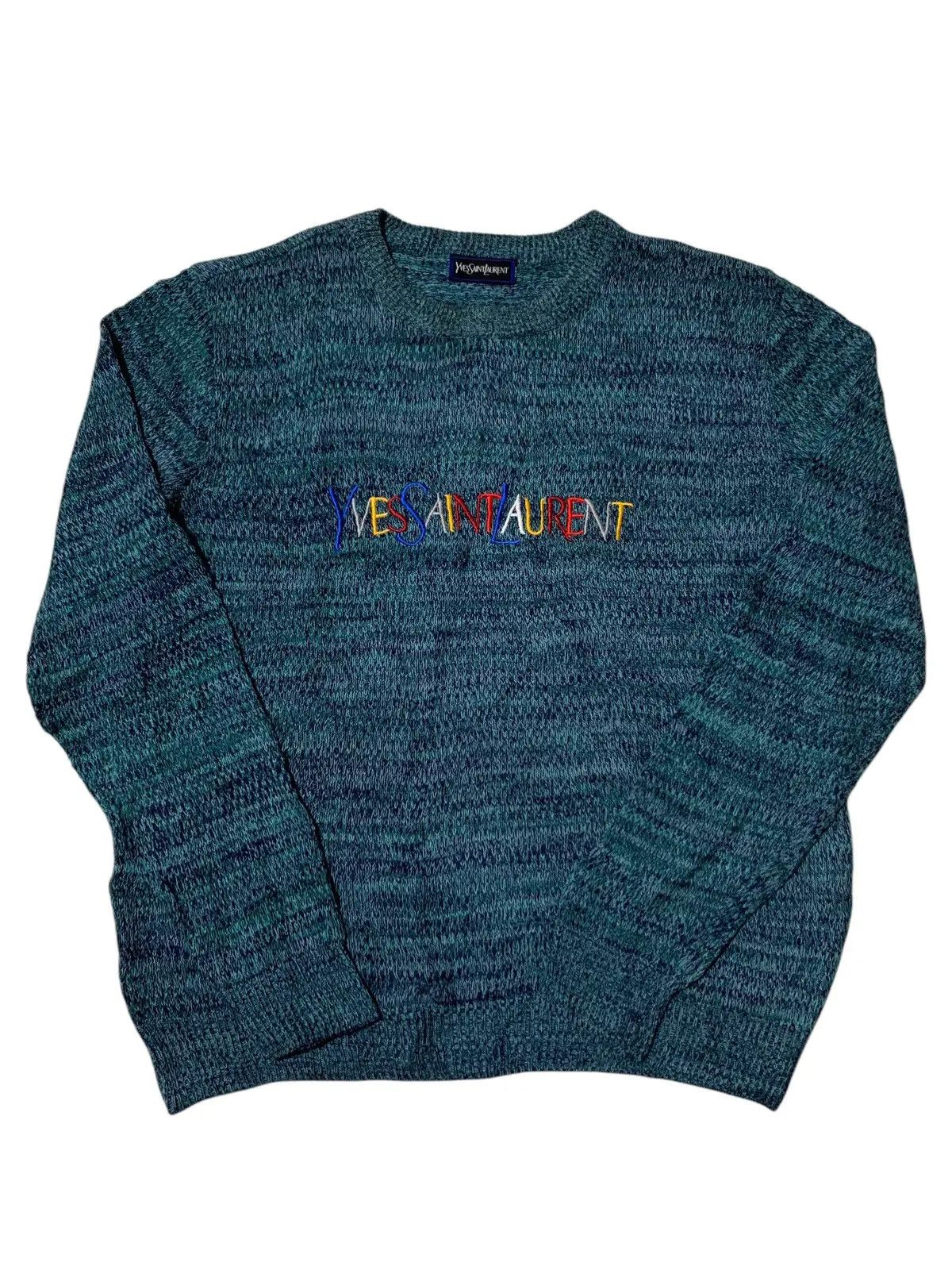 Yves Saint Laurent Yves saint Laurent rainbow logo emboirid wool sweater Size US L / EU 52-54 / 3 - 3 Thumbnail