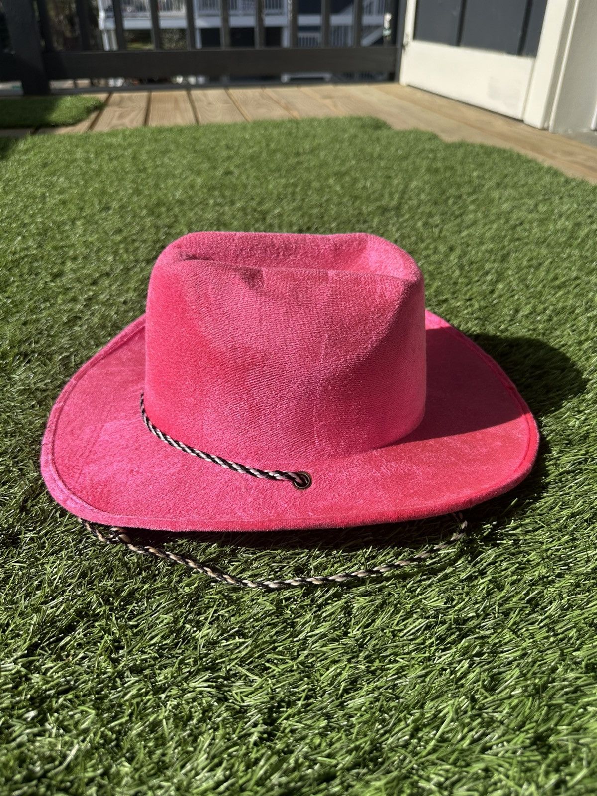 Other Pink Felt Rancher Fedora Wide Brim Cowboy Hat W/ Neck Strap Size ONE SIZE - 2 Thumbnail