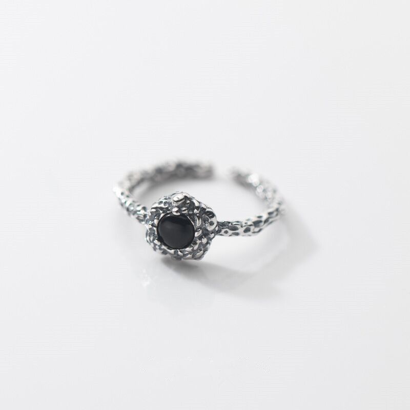 Jewelry Creative Black Stone Ring Size ONE SIZE - 2 Thumbnail