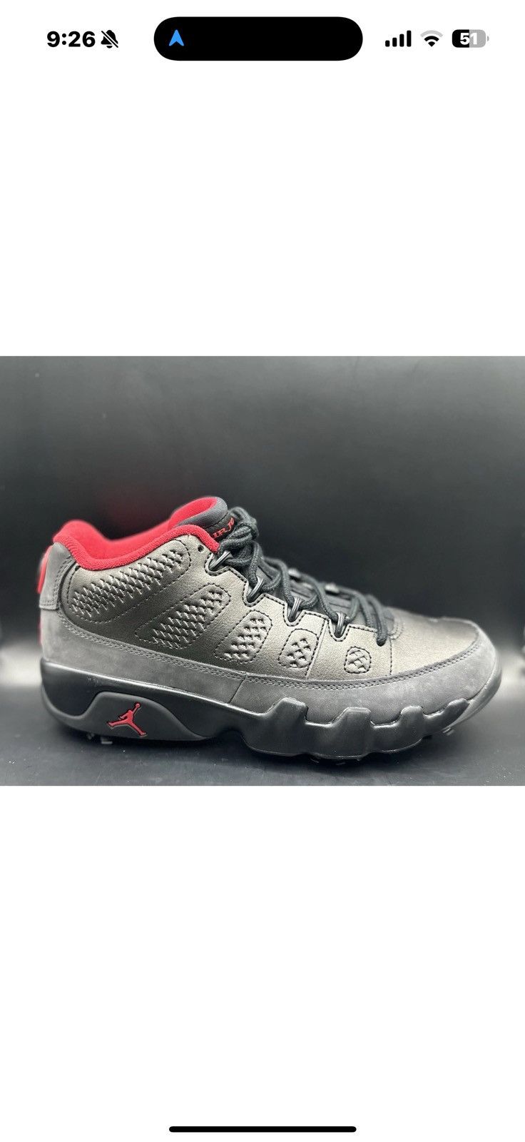 Nike Nike Air Jordan 9 Retro Low Golf ‘Charcoal Red Size US 6 / EU 39 - 5 Thumbnail