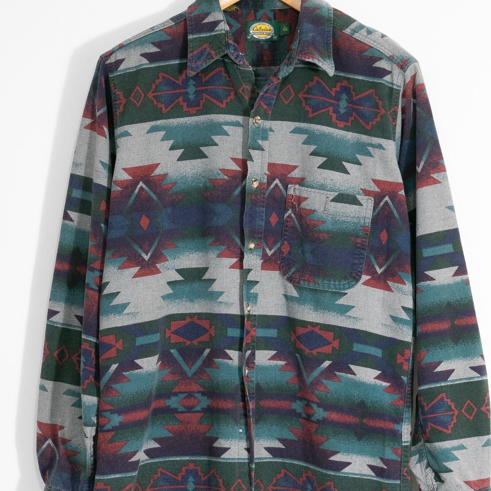 Vintage Vintage Cabelas Aztec Pattern Button Up Shirt Large Tall Size US L / EU 52-54 / 3 - 2 Thumbnail