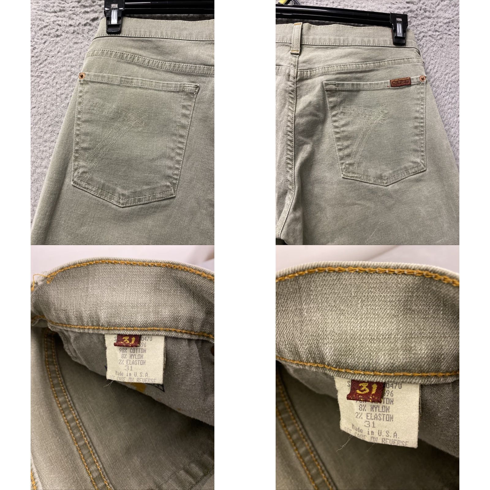 7 For All Mankind 7 For All Mankind Dojo Jeans Women Flared 31x31 Faded Green Womens Jeans Vintage No XS? Size 24" / US 00 / IT 34 - 9 Thumbnail