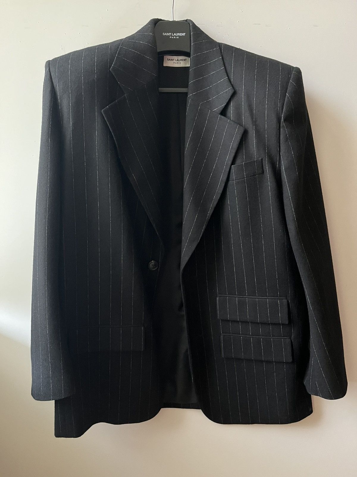 Saint Laurent Paris Saint Laurent 80’s Shoulder Oversize pinstrie Blazer Size ONE SIZE - 3 Thumbnail