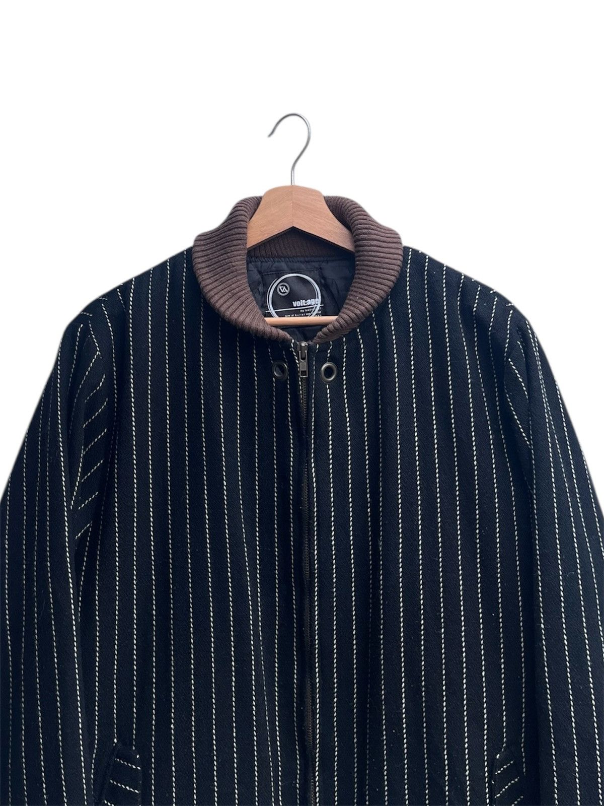 Japanese Brand volt:age Pinstripes Wool Bomber Jacket Size US M / EU 48-50 / 2 - 8 Thumbnail