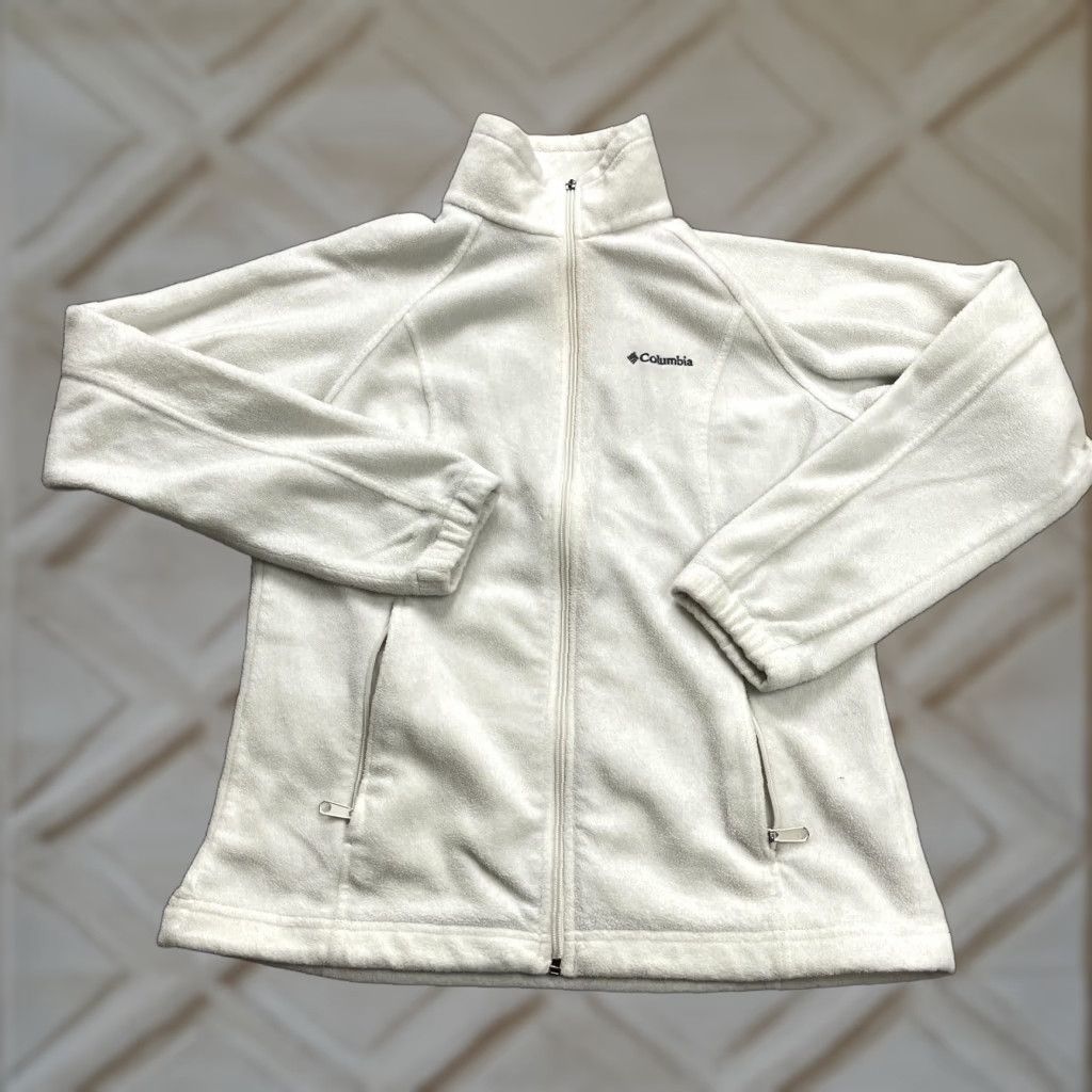 Vintage VINTAGE Columbia Benton Springs Fleece Jacket Women Medium White Full Zip Pockets Hiking Womens Size M / US 6-8 / IT 42-44 - 1 Thumbnail
