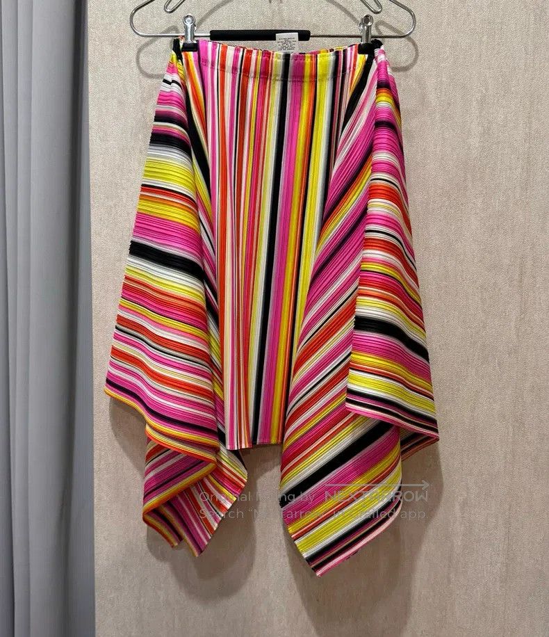 Issey Miyake Issey Miyake size:3 Summer Striped Midi Skirt Size 22" - 1 Thumbnail