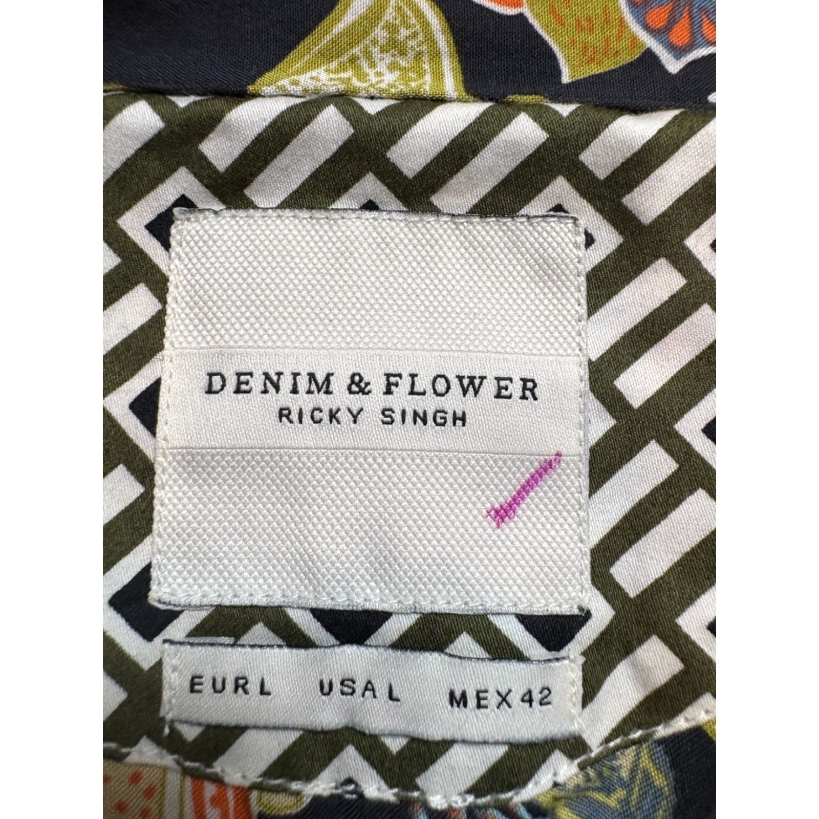 Vintage Denim & Flower Button Up Shirt Womens Large Blue Floral Viscose Top Collared Size L / US 10 / IT 46 - 4 Thumbnail