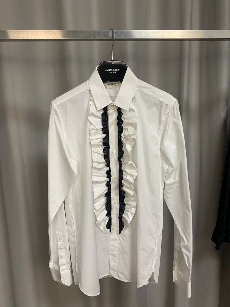 Saint Laurent Paris Saint Laurent Paris size 37 2014FW Lace Trimmed Lace Shirt Size XL / US 12-14 / IT 48-50 - 1 Thumbnail