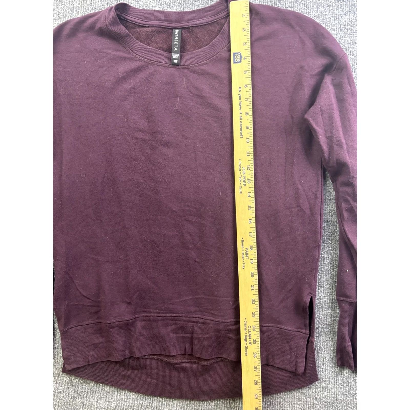 Athleta Athleta Sweatshirt Womens MT Tall Purple Fleece Pullover Crewneck Thumbholes Size M / US 6-8 / IT 42-44 - 3 Thumbnail