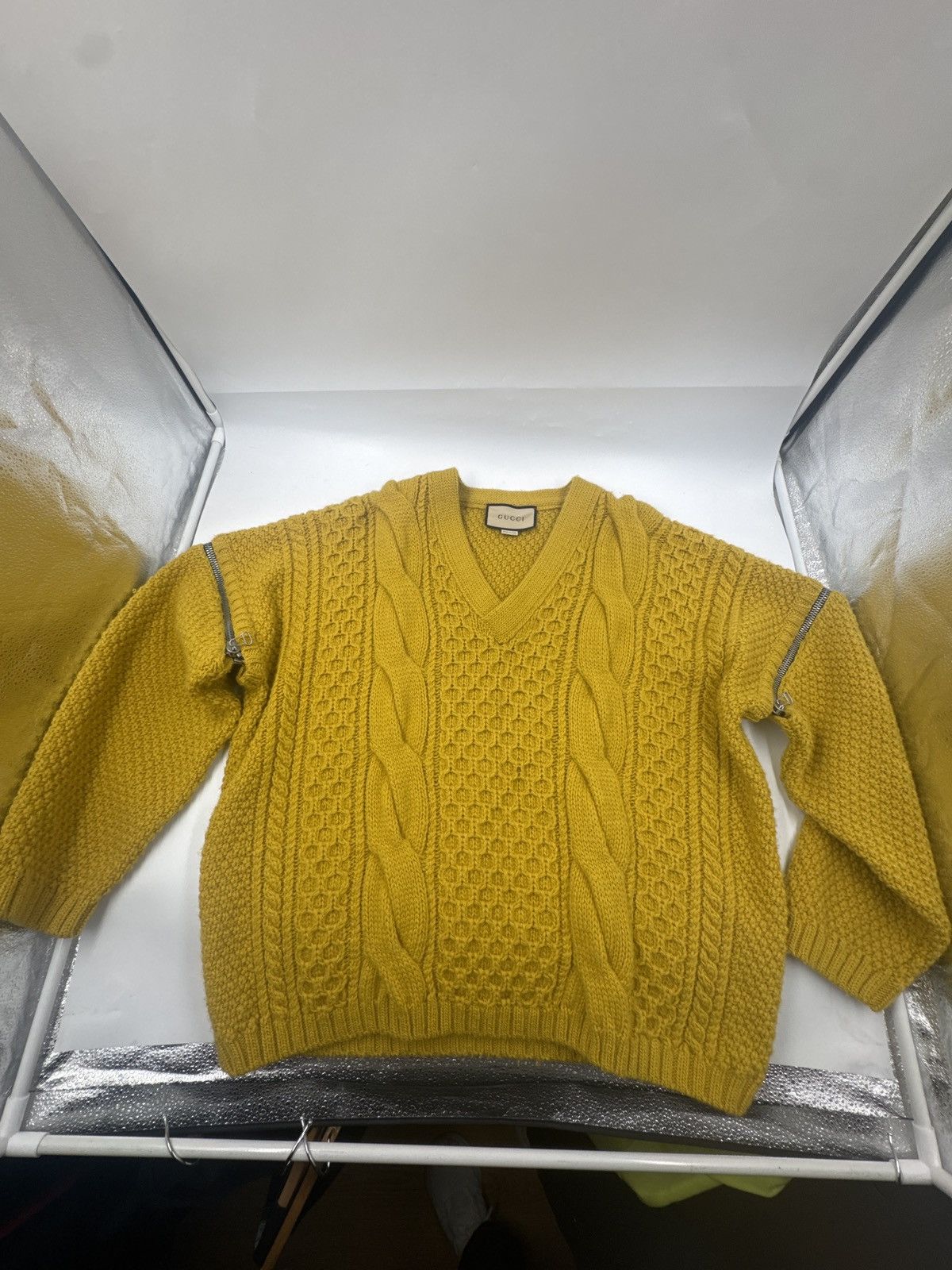 Gucci V-neck 2WAY Wool Sweater Canvas