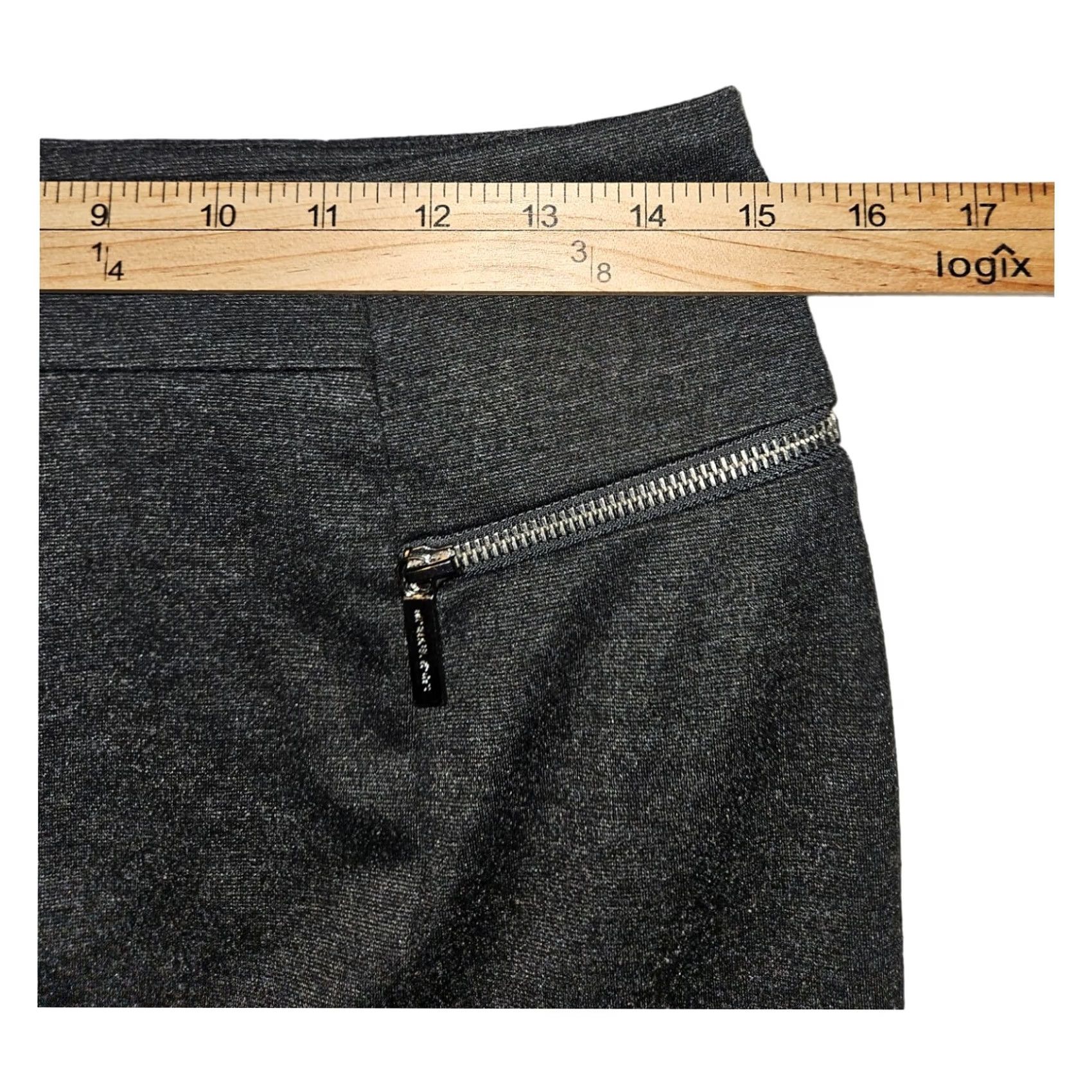Michael Kors VINTAGE Michael Kors Pencil Skirt Women's 8 Gray 1/4 Zip Slit Zipper Accents Preppy Size 30" / US 8 / IT 44 - 3 Thumbnail