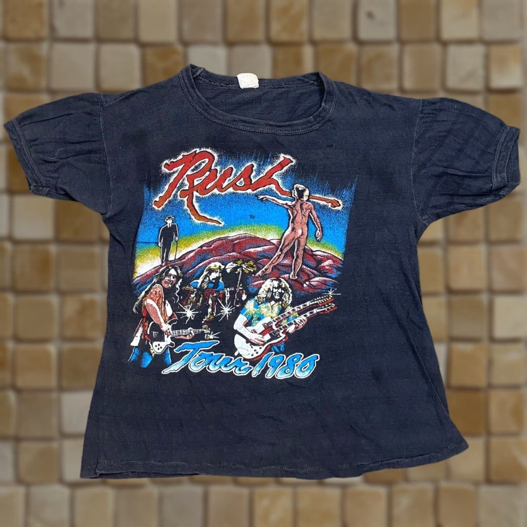 VINTAGE Rush Tour 1980 T-Shirt Double-Sided Starman Ringer Adult