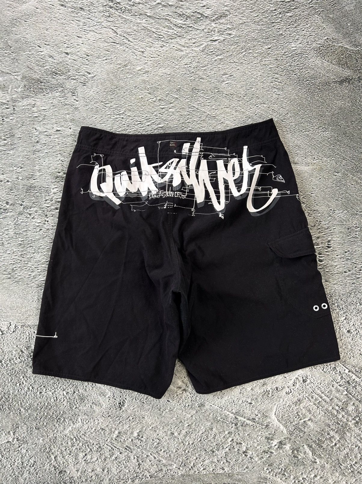 Quiksilver Quiksilver shorts black Y2K vintage fullprint graffiti surf Size US 34 / EU 50 - 1 Thumbnail