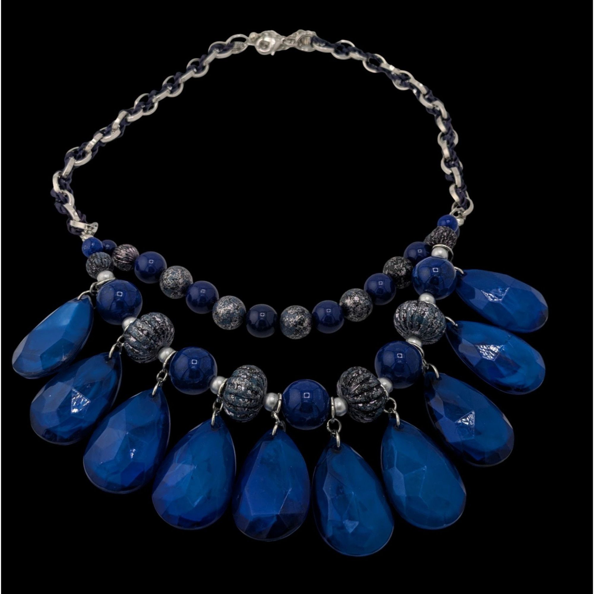 Other Y2K Chunky Glam Blue And Silver Tone Layered Beaded Necklace Size ONE SIZE - 1 Thumbnail